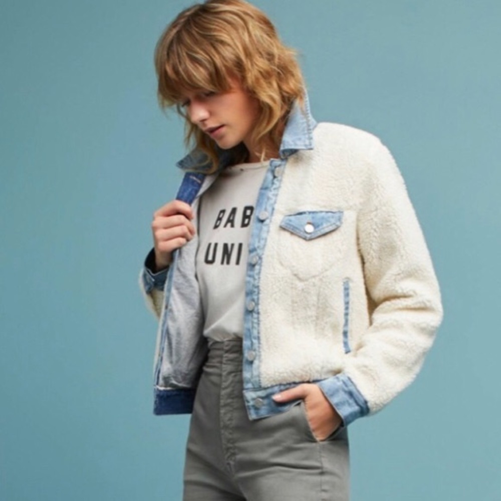 Anthropologie Pilcro Sherpa Denim Jacket